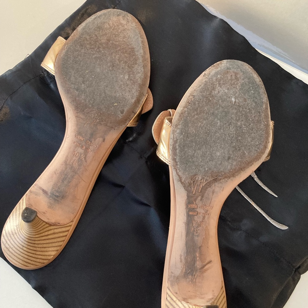 GIUSEPPE ZANOTTI ROSE GOLD CREAM LEATHER SLIDES EXCELLENT PRE-LOVED US 10.5B - Picture 8 of 10